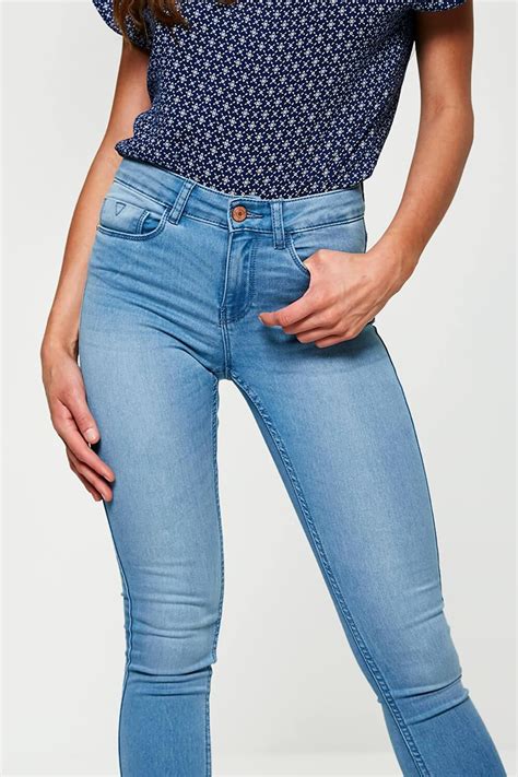 Noisy May Extreme High Waist Jeans In Light Blue Denim Iclothing