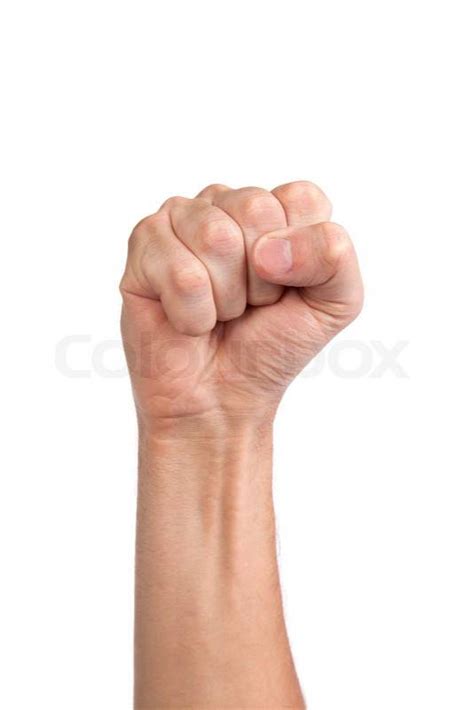 Males Hand With A Clenched Fist Isolated Stock Photo Colourbox