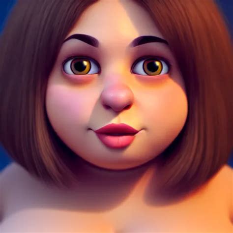 A Portrait Of A Chubby Woman A Cute 3d Cgi Toon Woman Stable