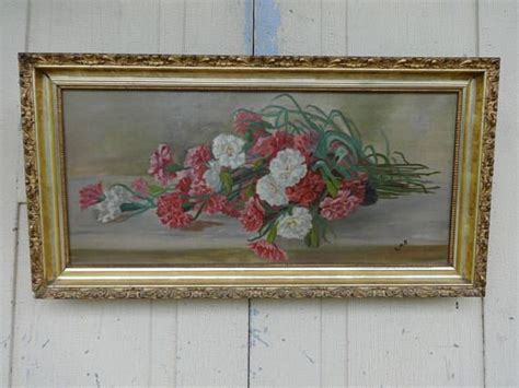 Antique Oil Painting Original Signed Floral Gold Gilt Art Etsy