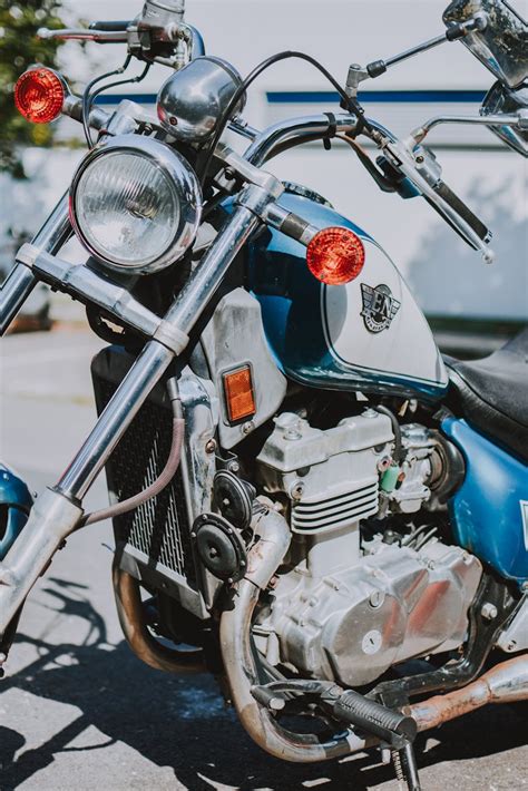 Blue Chopper Motorcycle · Free Stock Photo