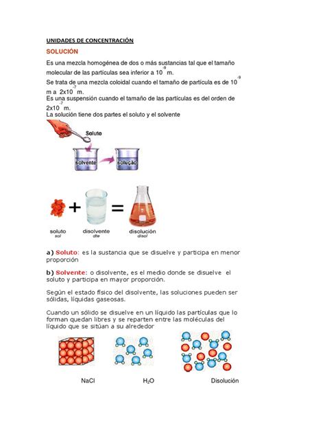 Quimica Unidades De Concentracion Pdf Concentración Solubilidad