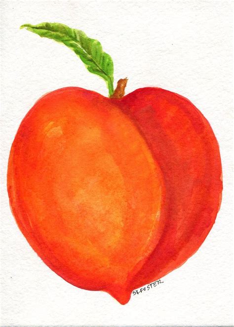 Original Watercolor Of Peaches Peach Watercolor Painting Original