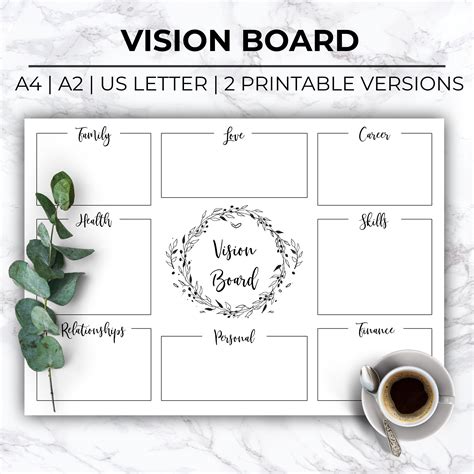 Minimalist Printable Vision Board Templateprintable Dream Etsy