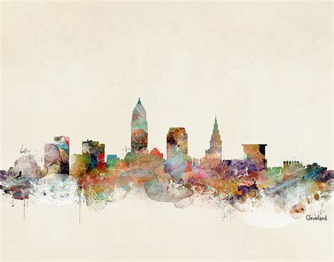 Cleveland Ohio Skyline Painting By Bri Buckley Pixels