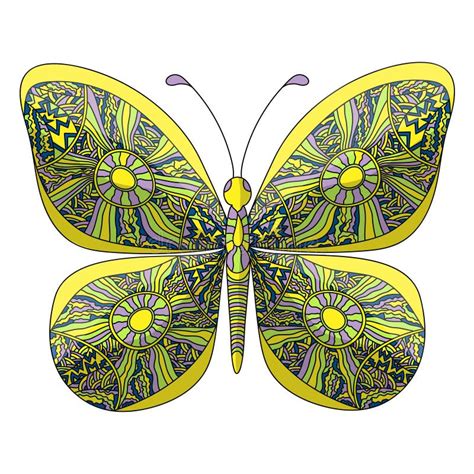Butterfly Coloring Page In Zentangle Style Stock Vector