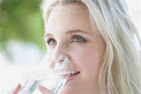 Woman Drinking Water Stock Photo Dissolve