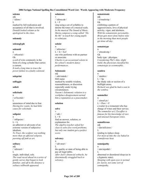 2004 Scripps National Spelling Bee Consolidated Word List Words