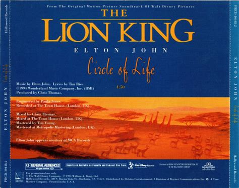 Elton John Circle Of Life 1994 Cd Discogs