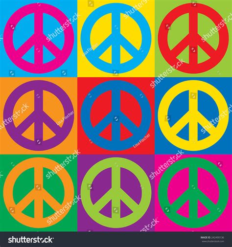 Pop Art Peace Symbols In A Colorful Checkerboard Royalty Free Stock