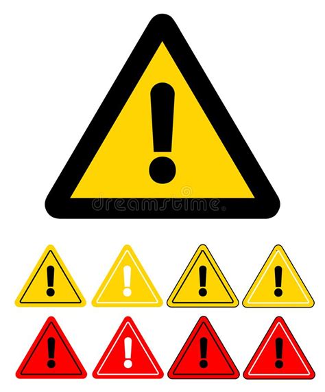 Set Of Triangle Caution Icons Caution Sign Stock Vector Illustration