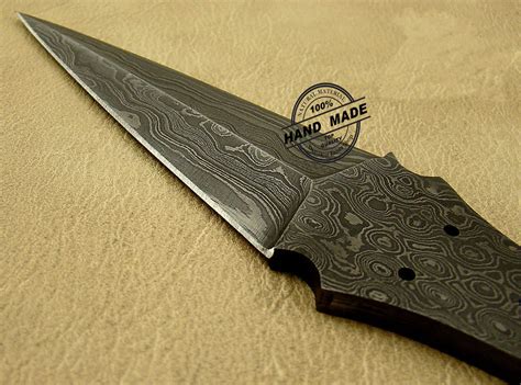 Double Edge Damascus Skinner Blank Blade Knife Custom Handmade Damascus
