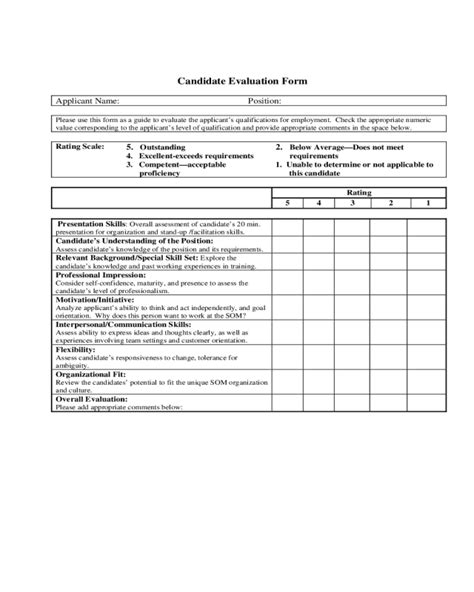 Candidate Evaluation Form Download Printable Pdf Templateroller Vrogue