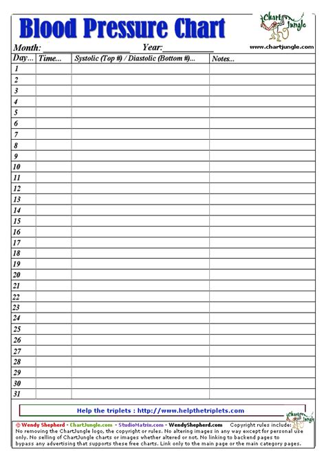 Printable Blood Pressure Recording Chart Designerschoiceca