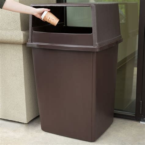 Rubbermaid Glutton 56 Gallon Brown Trash Can And Lid
