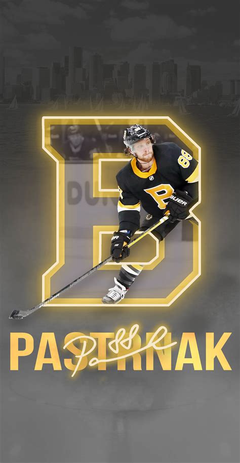 Download David Pastrnak Boston Bruins Logo Signed Wallpaper