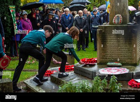 Chalfont St Peter, UK. 12th November, 2023. Hundreds packed the streets