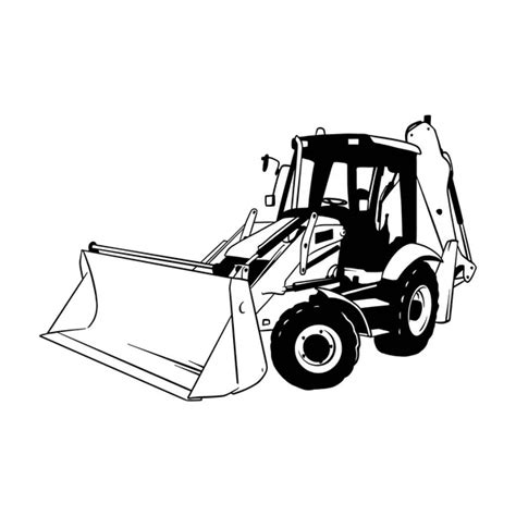 Detailed Backhoe Loader Isolated On White Background Vector