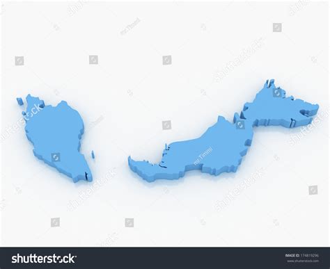3d Rendering Of Malaysia Map On A White Background 스톡 사진 174819296