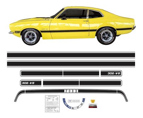 Kit Adesivos Faixa E Motor Ford Maverick V Gt Fase Gtf Kit Decalx