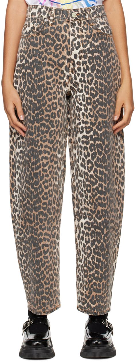 Brown Leopard Jeans By Ganni On Sale