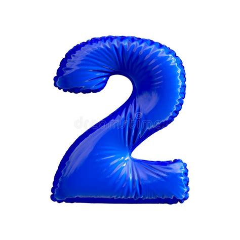 Glossy Blue Two 2 Number 3d Illustration On White Background Stock
