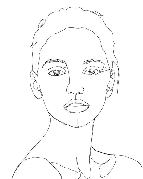 One Line Face Drawing Minimal Linedrawing Blackandwhite Pen