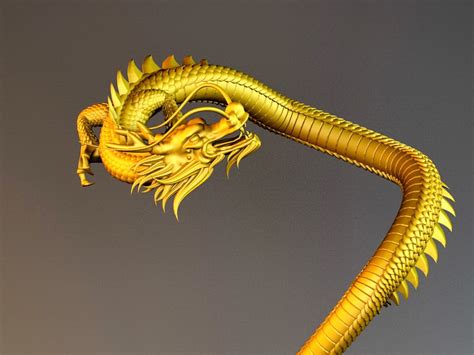 Gold Chinese Dragon 3d Model 3ds Max Files Free Download Modeling