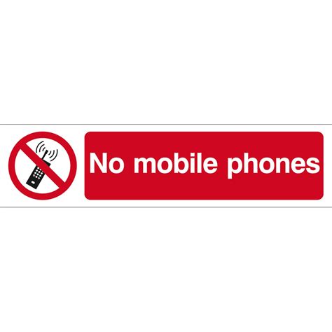 No Mobile Phones Sign Self Adhesive Semi Rigid Pvc 200mm X 50mm Rsis