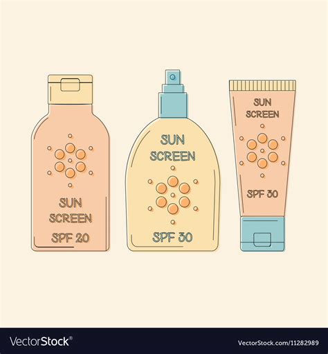 Sunscreen Bottles Outline Royalty Free Vector Image