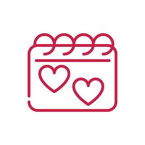 Happy Valentines Day Calendar Reminder Date Hearts Red Line Design