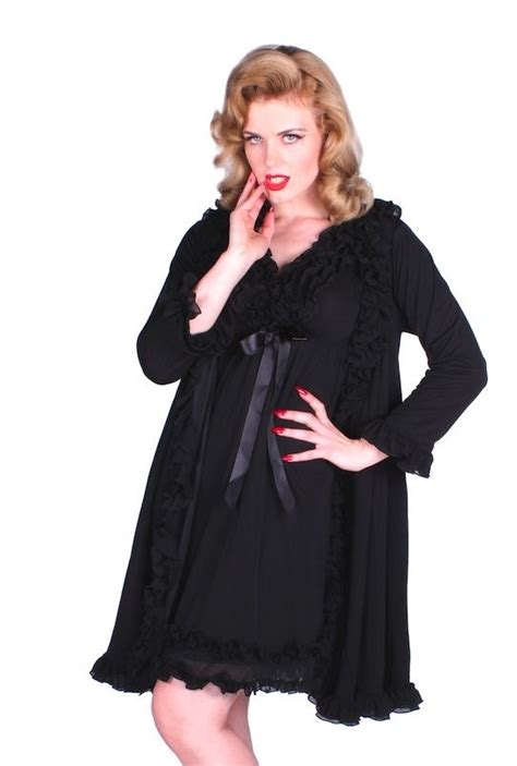 Black Fifi Nightie Night Gown Retro 1950s 1960s Vintage Pinup Style