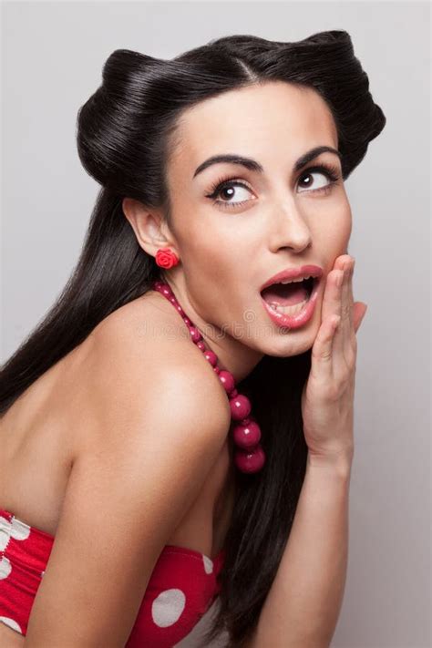 Face Of A Surprised Pinup Girl In Funny Sunglasses Stock Image Image