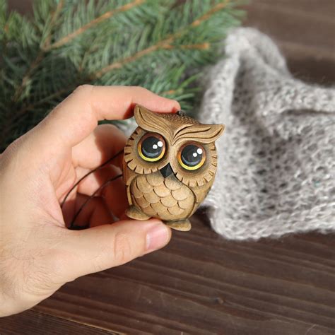 Carved Owl Ornament Owl Lover T Christmas Ornaments Wood Etsy