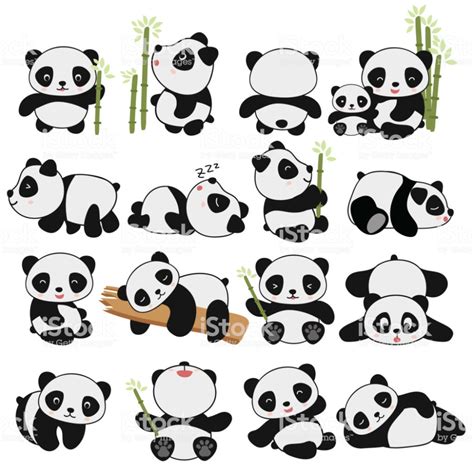 Hand Drawing Cute Panda With A Lot Of Variation Panda Drawing Cute
