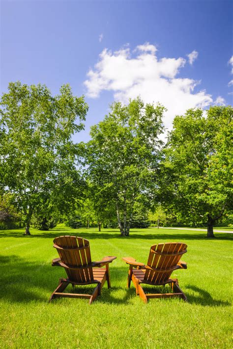 Two Lawn Chairs Stock Photo Image Of Cottage House Flowers