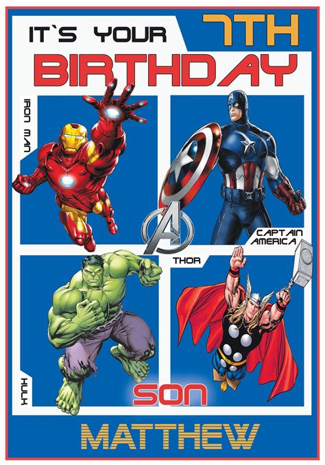 Marvel Avengers Personalised Birthday Card Etsy