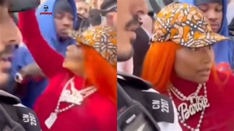 Nicki Minaj Slapping UK Police Officers Before She Mobbed By Fans In The Street I Said Stop