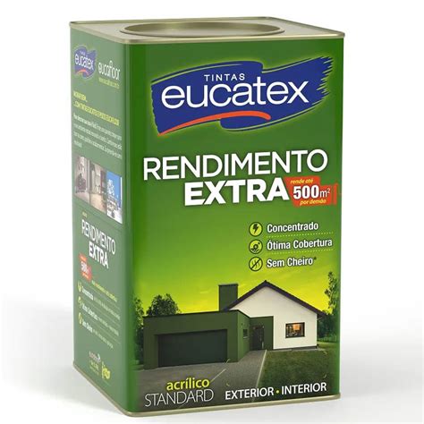 Tinta Acrílica Eucatex Rendimento Extra Fosco 18l Casa Toni