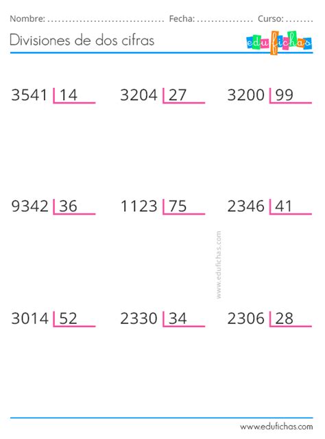 Ejercicios De Divisiones De Dos Cifras Pdf