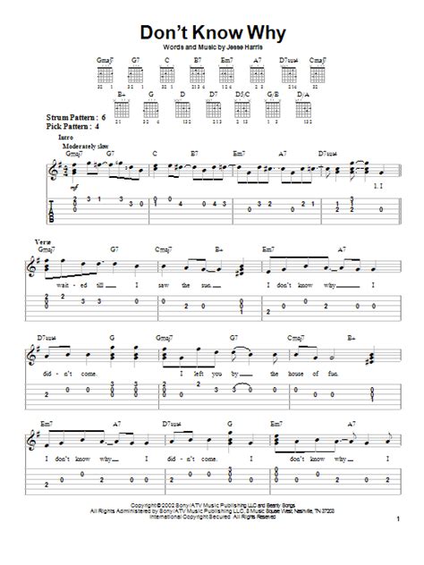 Dont Know Why By Norah Jones Easy Guitar Tab Guitar Instructor