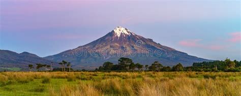 Sunset At Cone Volcano Mount Taranaki New Zealand Stock Image Image