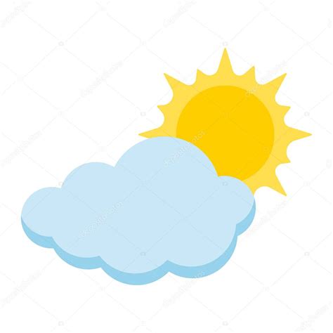 Icono De Estilo De Dibujos Animados De Sol Con Nube Aislada Sobre Fondo