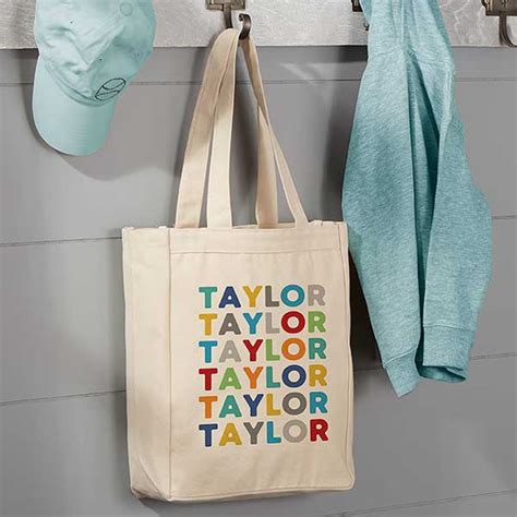 Vibrant Name Personalized Canvas Tote Bags