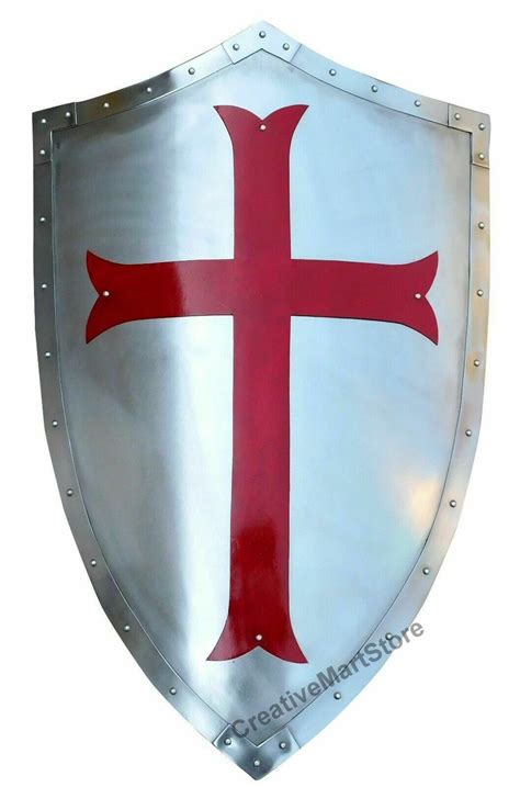 Knight Templar Shield Red Cross Medieval Armor Combat Hand Etsy