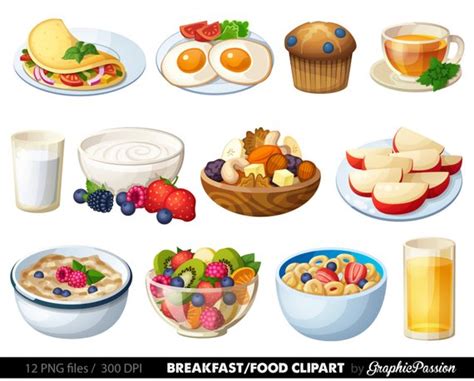 Set of colorful cartoon fast food icons. Clip Art Breakfast Lunch Dinner Clipart : Free Breakfast ...