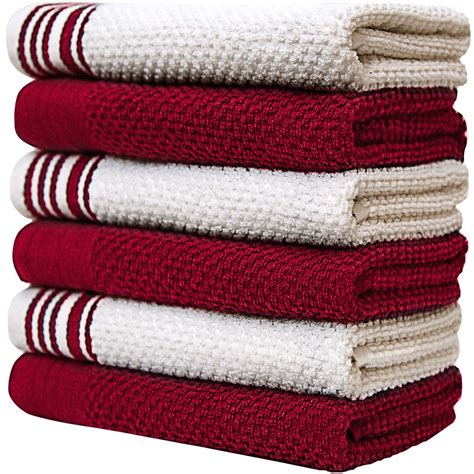 Premium Kitchen Towels 16”x 28” 6 Pack Large Cotton Kitchen Hand Towels Weft Insert Design