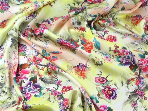 Floral Print Silky Satin Dress Fabric C6881 M Ebay