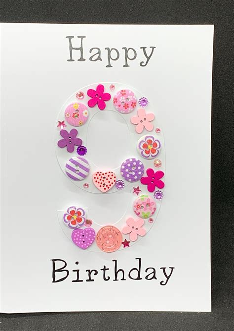 Happy 9th Birthday Card Personalised Birthday Card Card For Etsy Uk