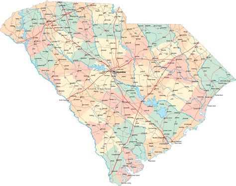 Подробные карты Южной Каролины Детальные печатные карты Южной